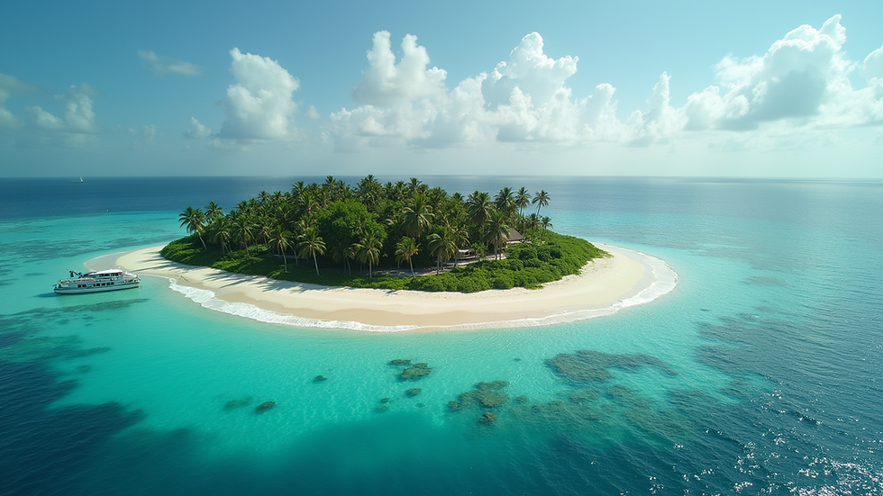 High angle view of a serene tropical island