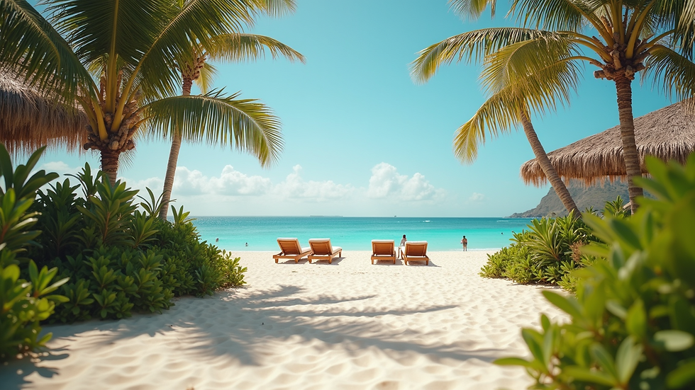 Eye-level view of a cozy beach resort