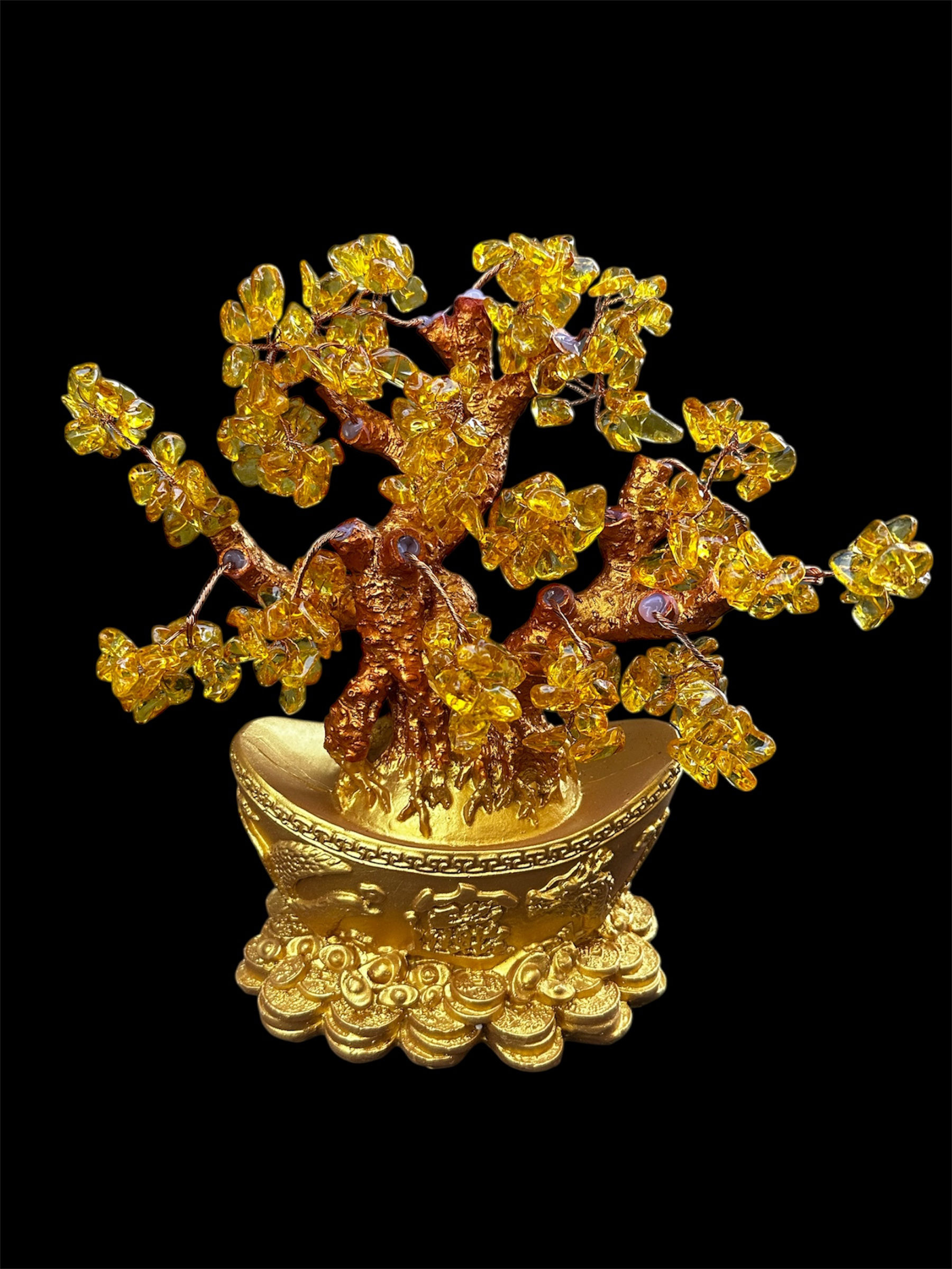 Yellow crystal money tree for wealth 