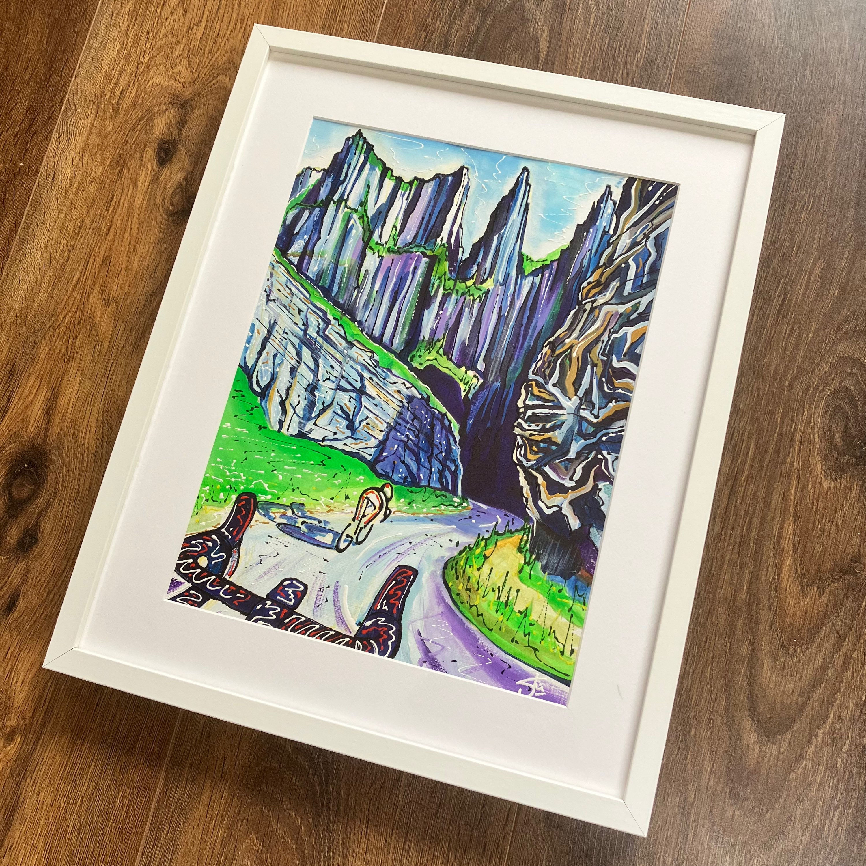 'Cutting up Cheddar (Gorge)' Framed acrylic 42cm x 52cm