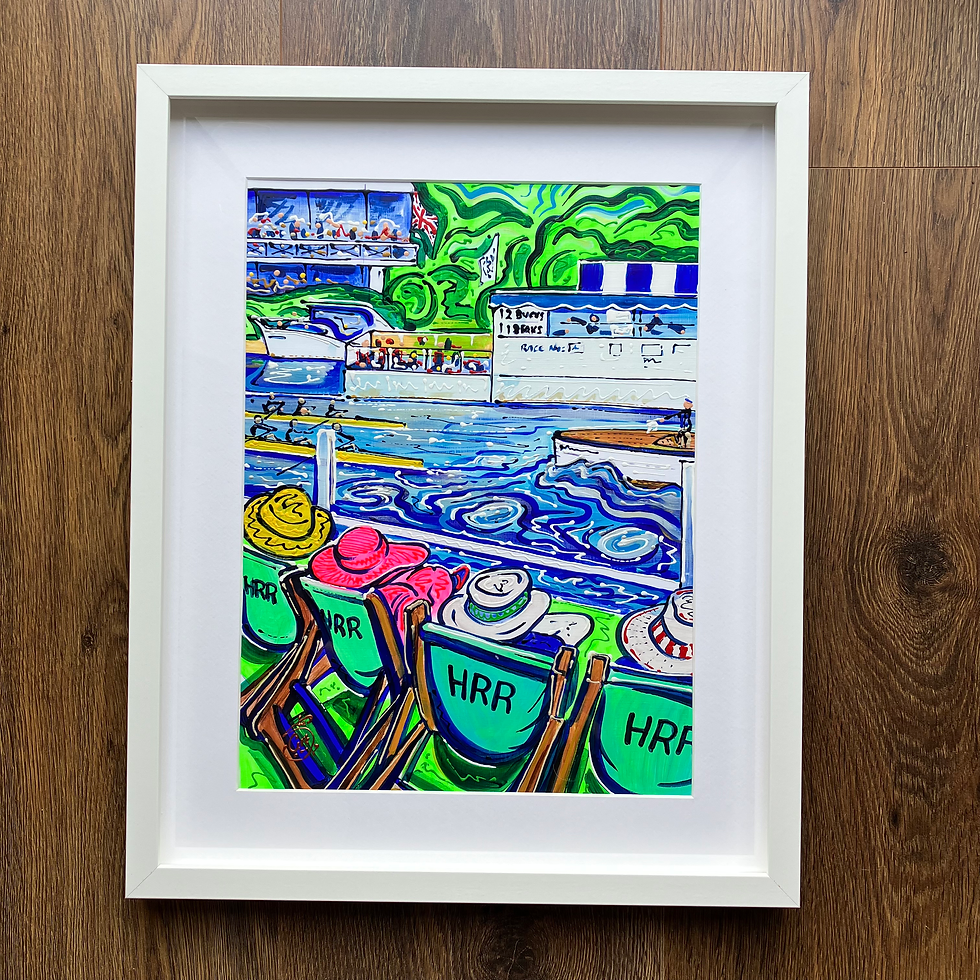 Thumbnail: ‘HRR - behind the deckchairs’ framed acrylic original 42cm x 52cm