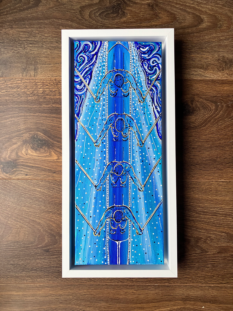 Thumbnail: ‘Catch & drive’ 25cm x 55cm framed acrylics on box canvas