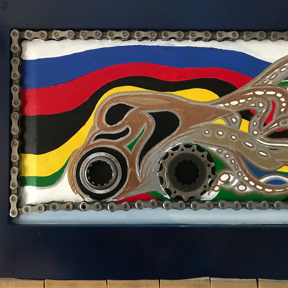 Thumbnail: 'Breakaway & Chase pack' 64cm x 34cm acrylic on hardwood and bit bits