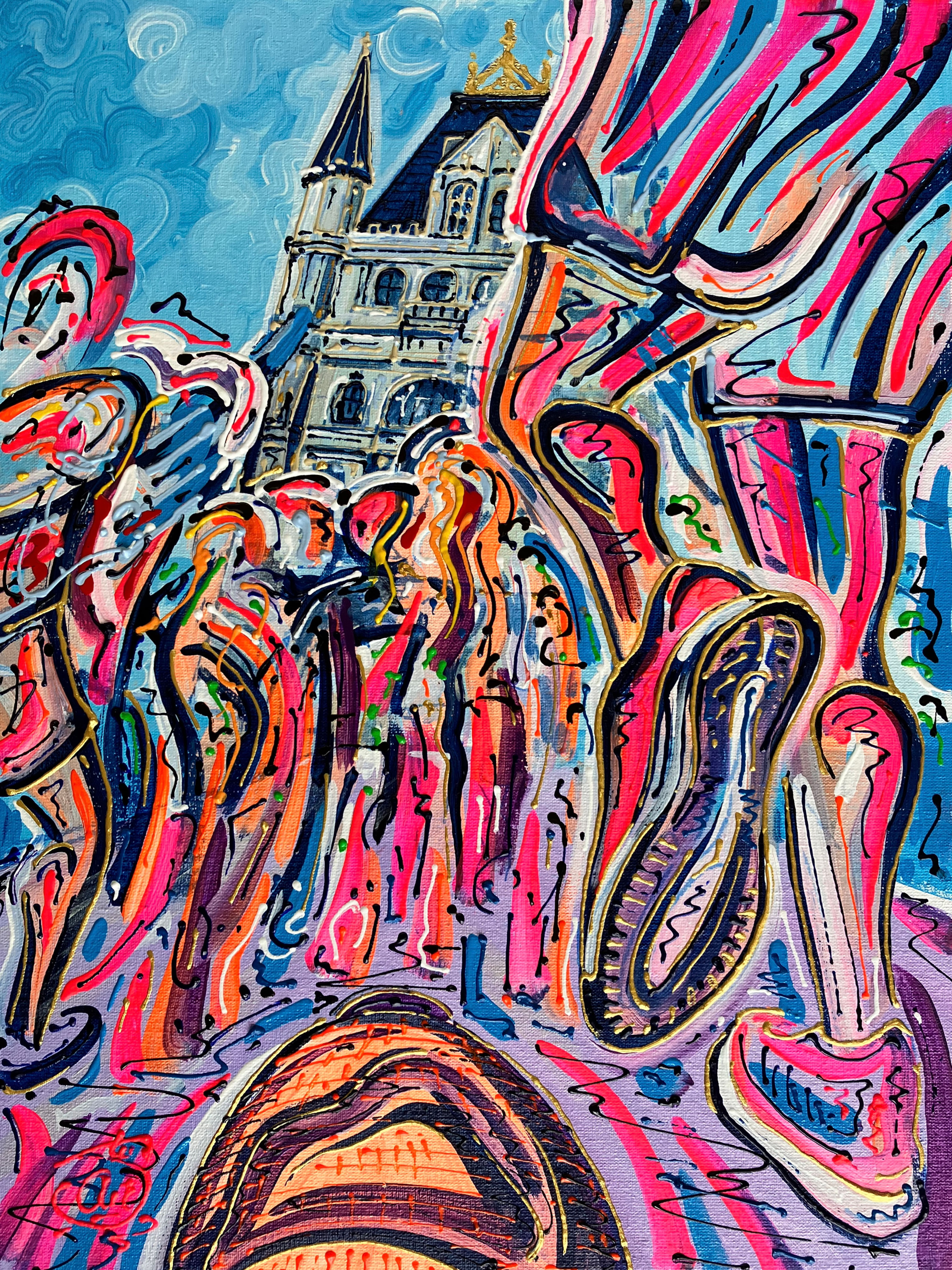 ‘Half way - the London Marathon at Tower Bridge’ 32 x 42cm framed original