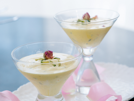 Persian ice cream, also known as Bastani Sonnati, is a creamy and fragrant dessert flavored with saffron, rose water, and pistachios.