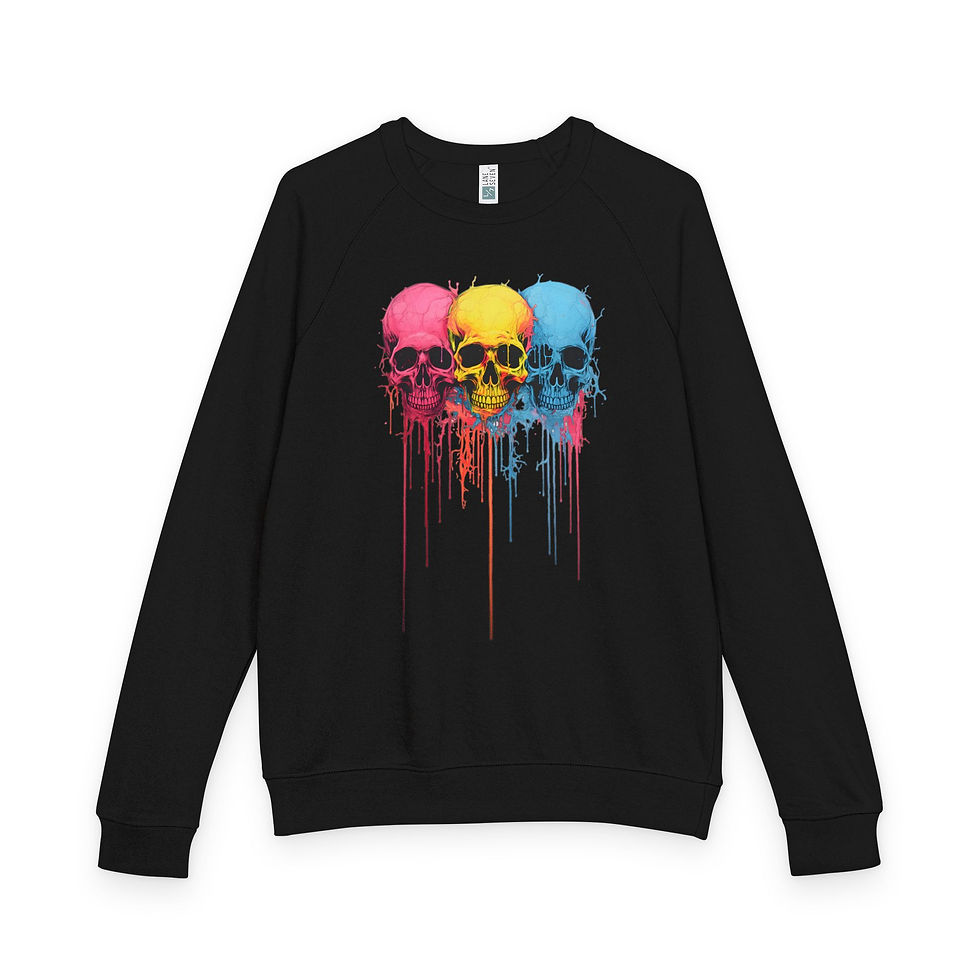 Waxy Skulls- Unisex French Terry Raglan Sweatshirt-Lane Seven-LS13004