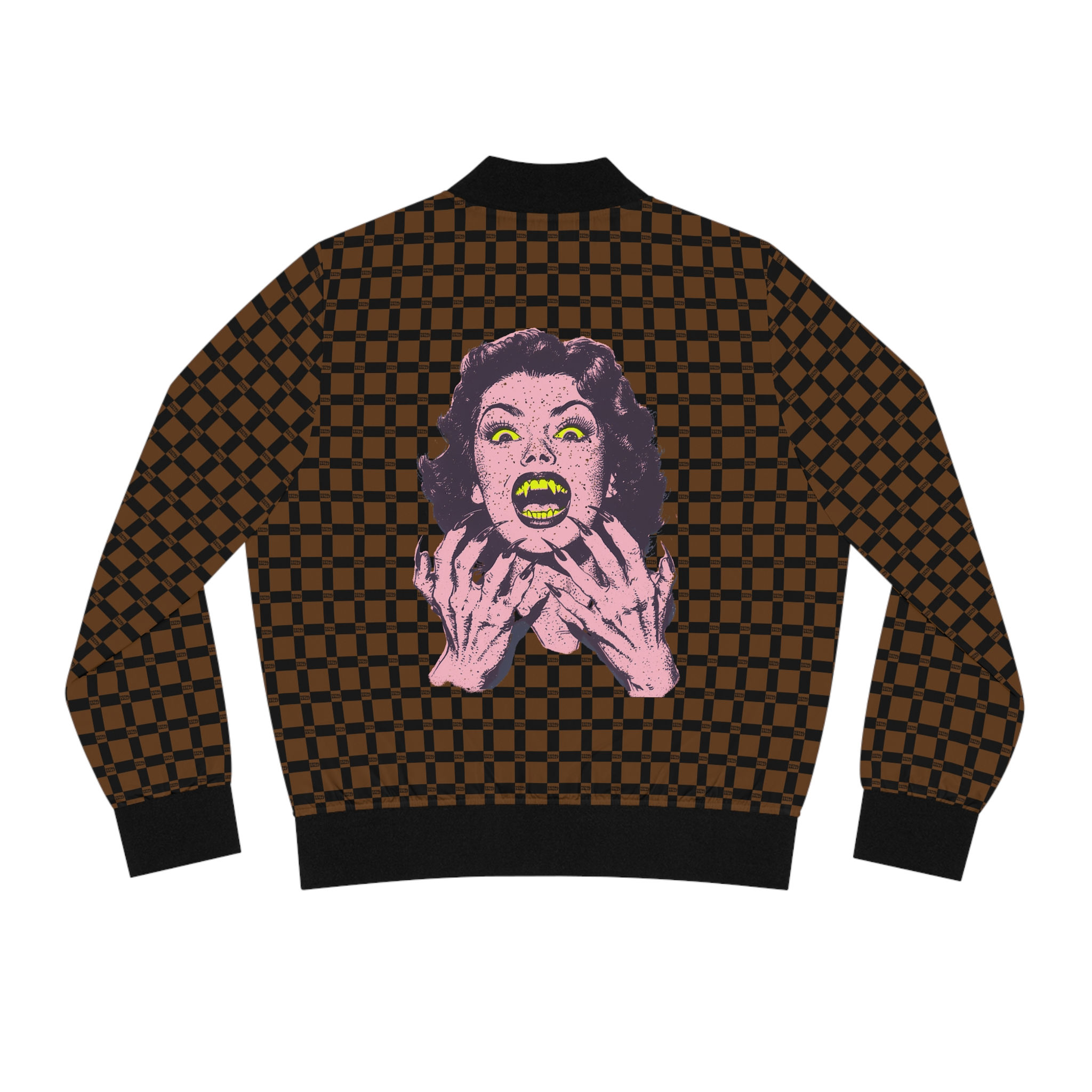 Beast Mode-Brown Check-Women's Bomber