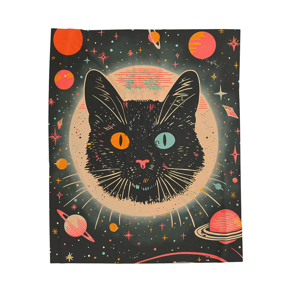 Space Cat Velveteen Plush Blanket-50x60