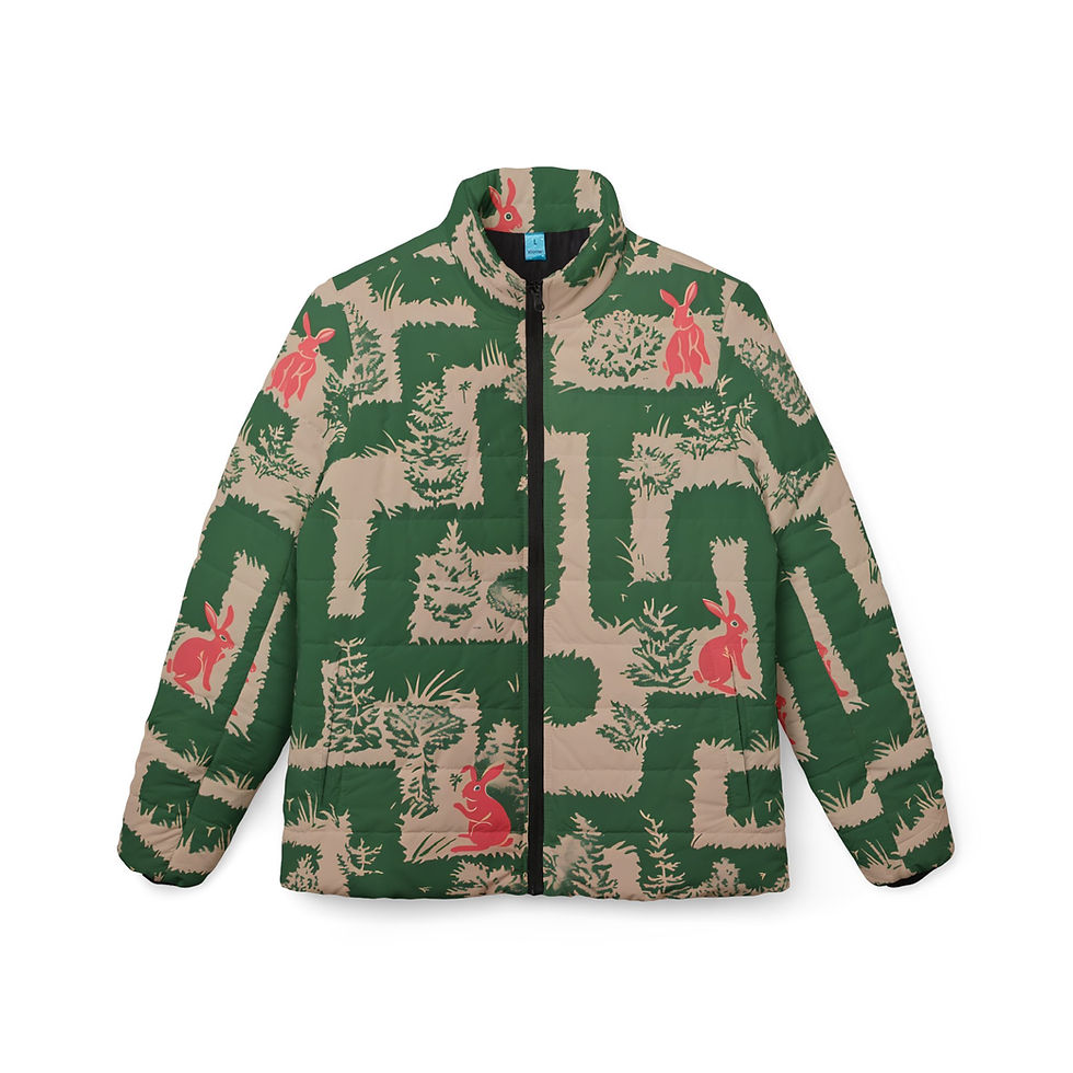 Bunny Maze-Women's Quilted Puffer Jacket