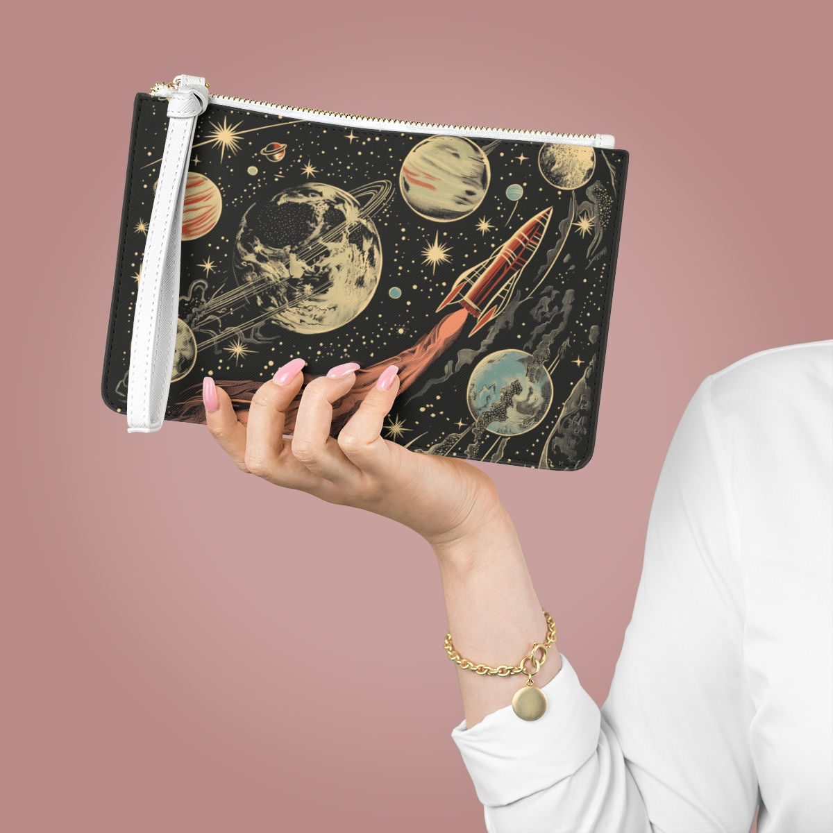 Space Race Double-Sided Clutch Bag