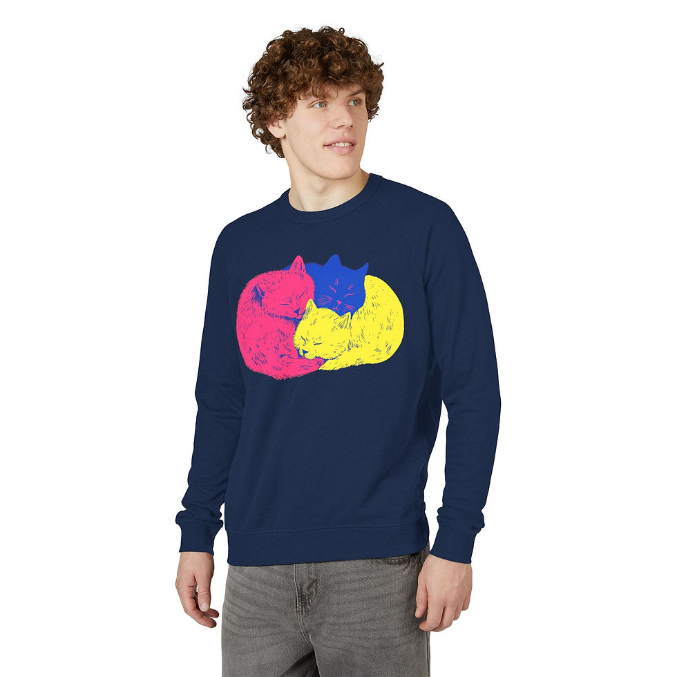 Sleepy Kitties- Unisex French Terry Raglan Sweatshirt-Lane Seven-LS13004