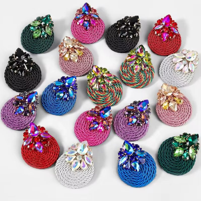 Woven Rhinestone Statement Earring