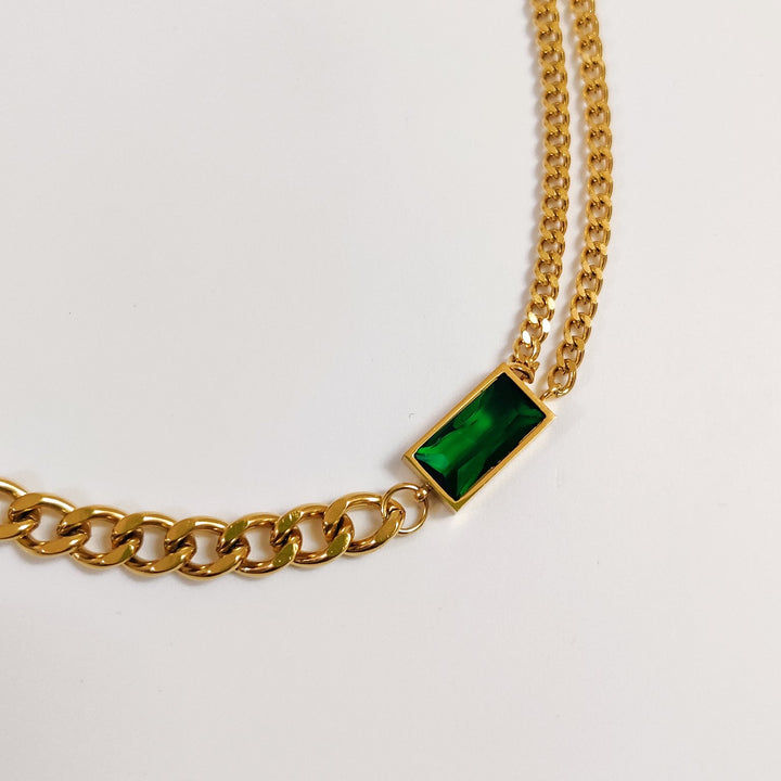 Thumbnail: Stainless Steel Emerald Necklace