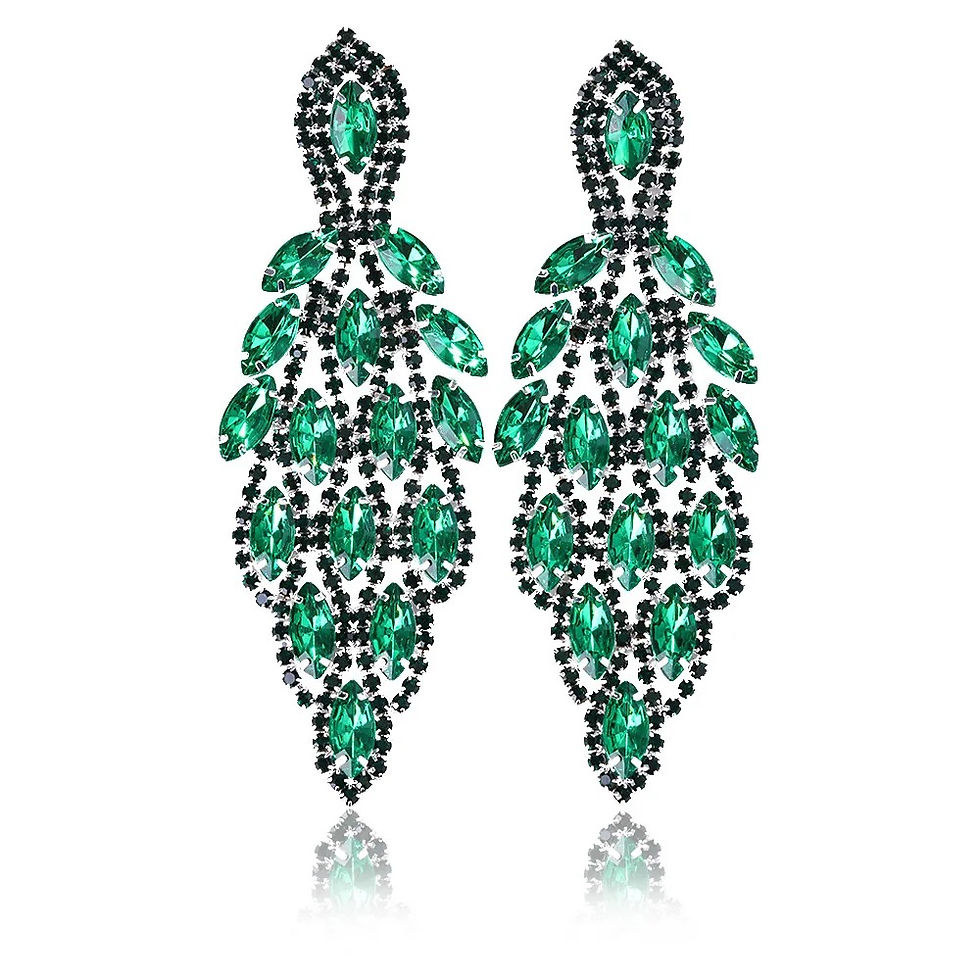 Thumbnail: Rhinestone Tear Drop Hanging Earring