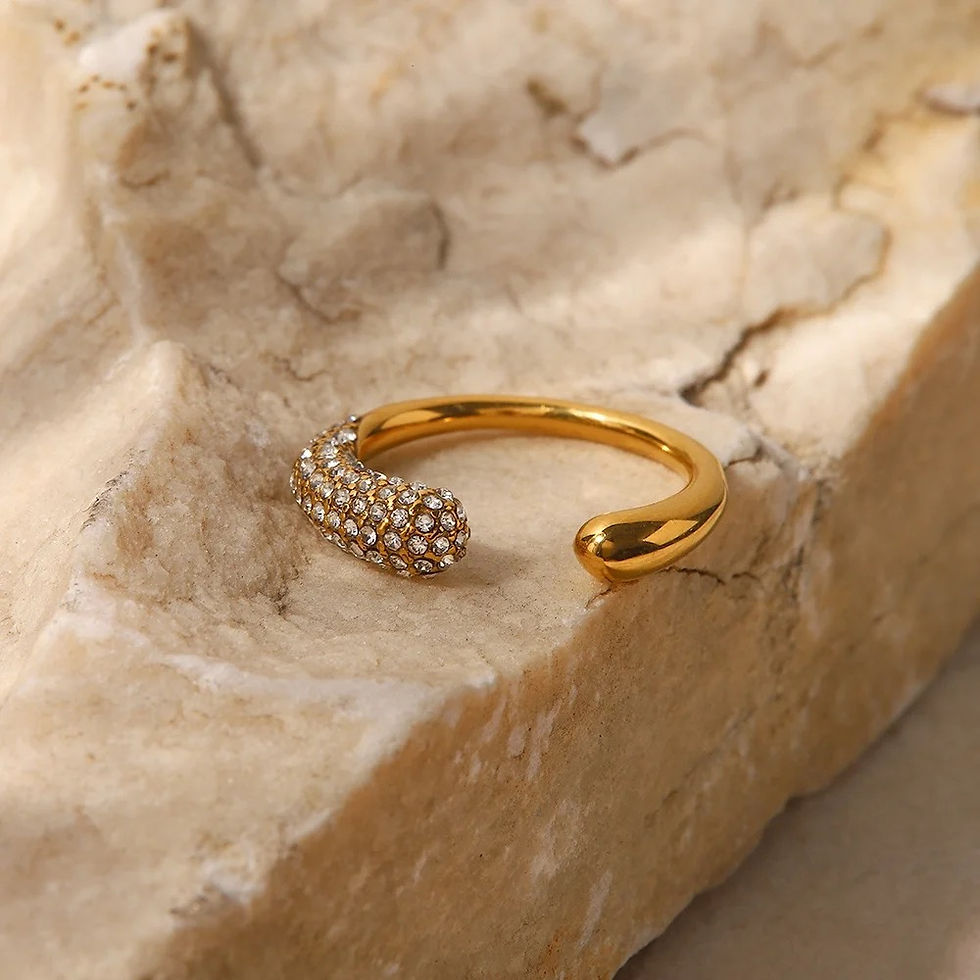 Thumbnail: Stainless Steel Half Diamond Ring