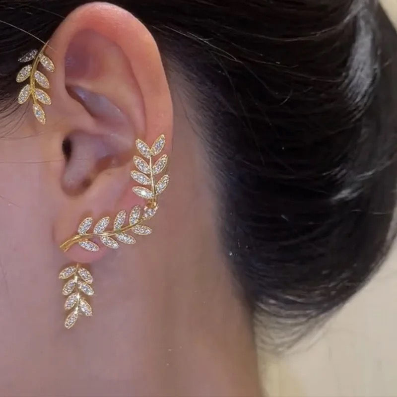 Thumbnail: Leafy Rhinestone Cuff Earring