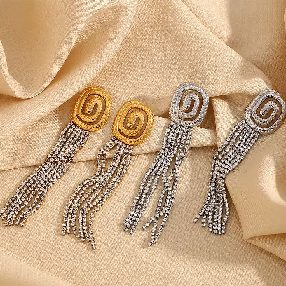 Thumbnail: Swirl Diamond Tassel Earring