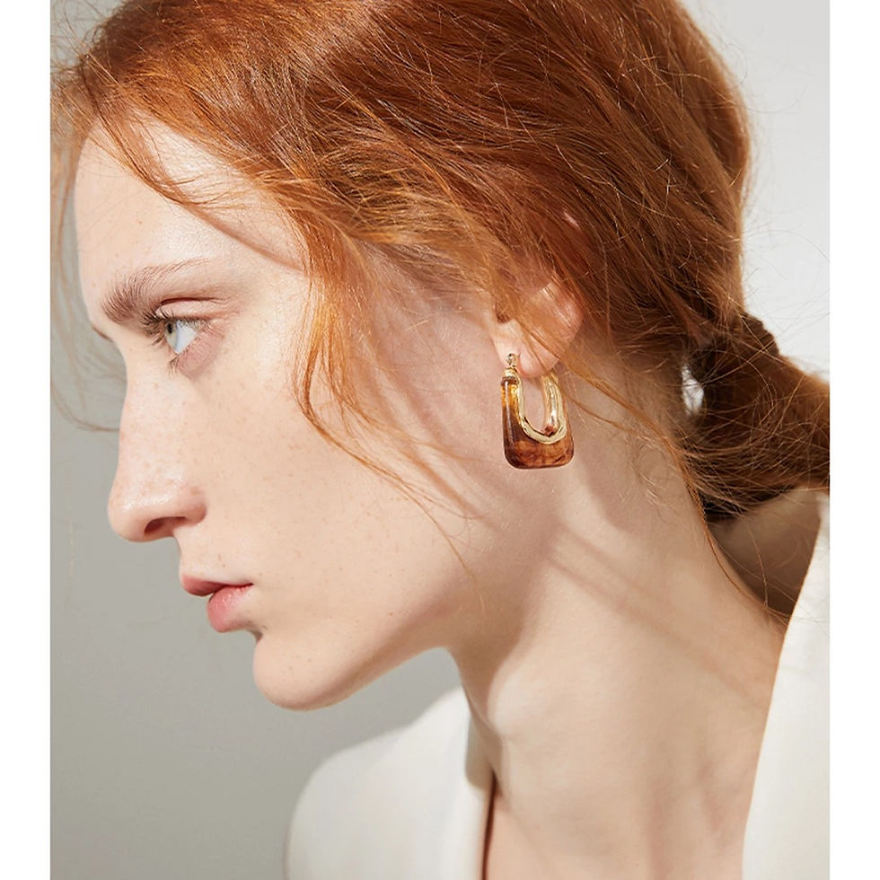 Thumbnail:  U Hoop Marble Earrings