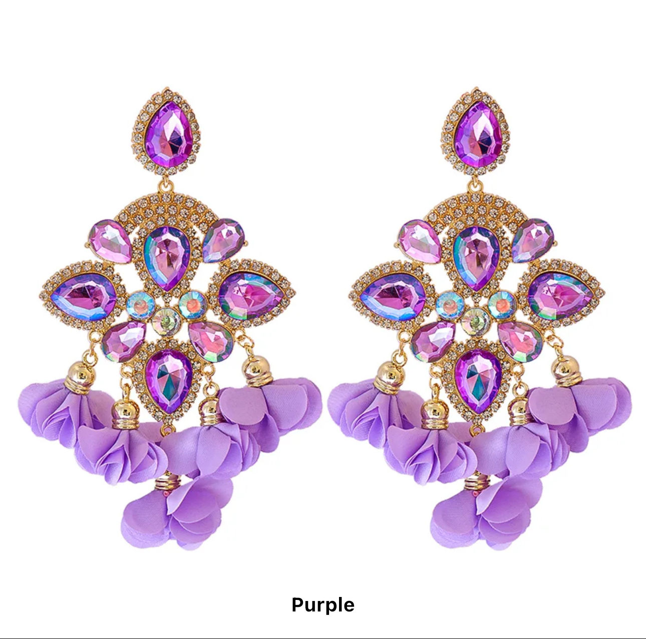 Rhinestone Floral Hanging Earring