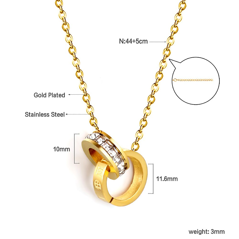 Thumbnail: Stainless Steel Roman Double Ring Necklace