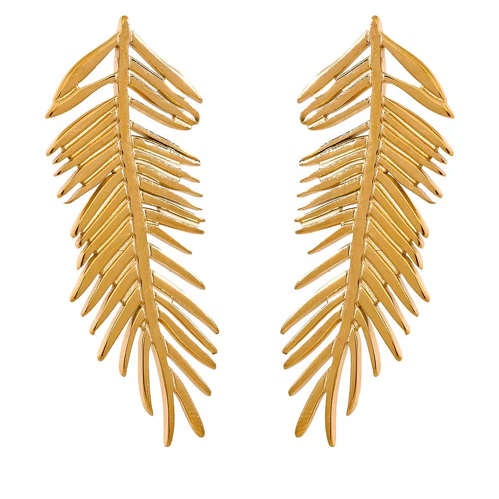 Thumbnail: Gold Palm Leafy Earrings