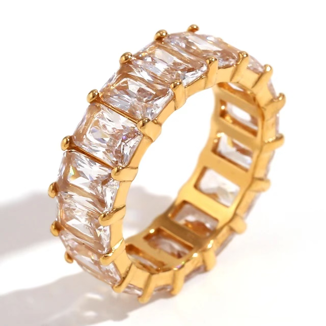 Thumbnail: Plated Rectangular  Diamond Ring