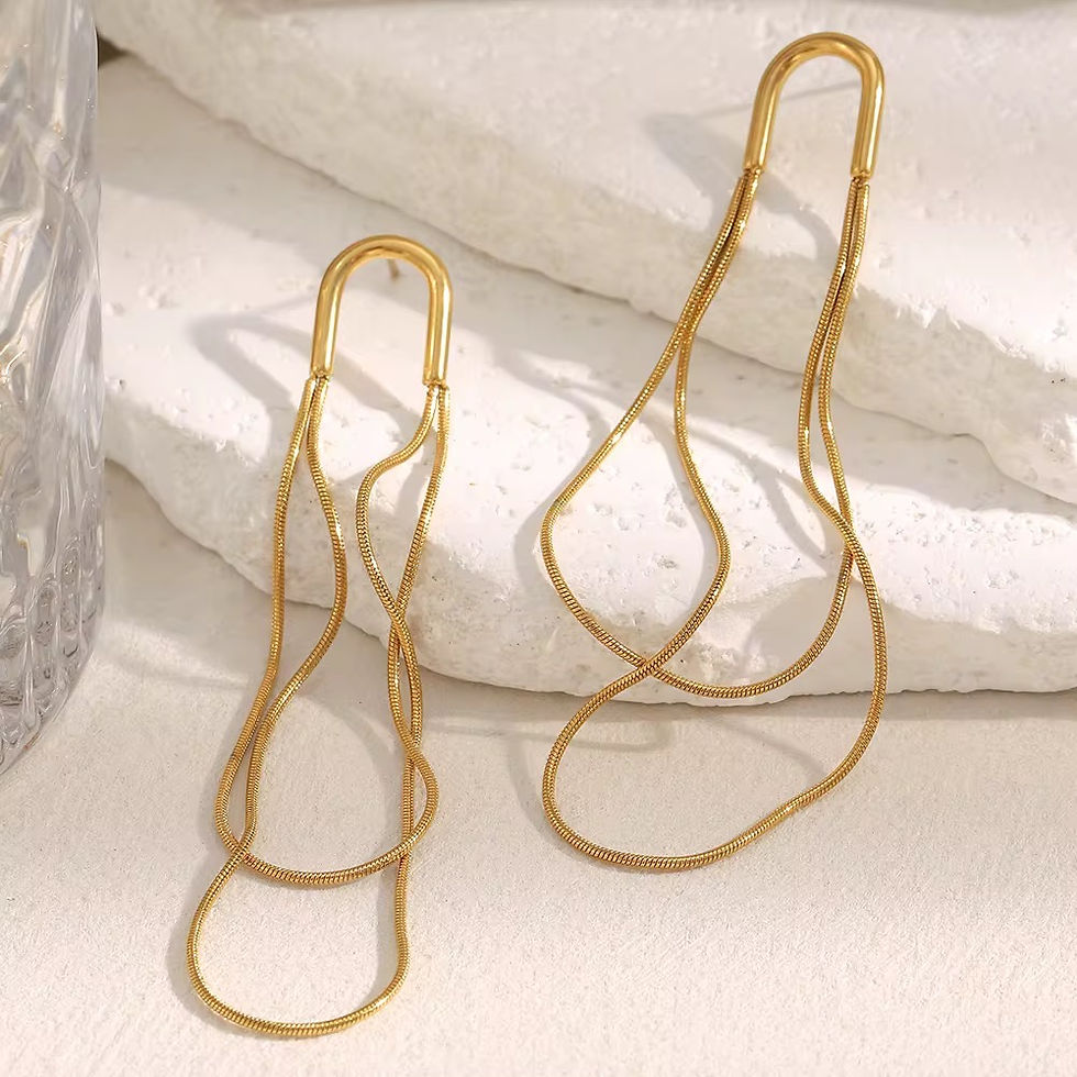 Thumbnail: Gold Loop Hanging Earrings
