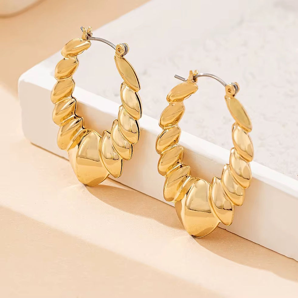 Thumbnail: Geometric Shaped Textured Dangle Earrings