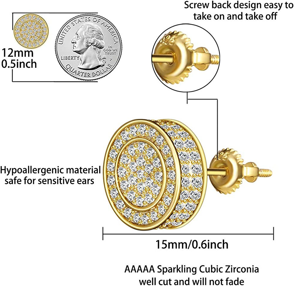 Thumbnail: Round Stud Plated Iced Out Earring