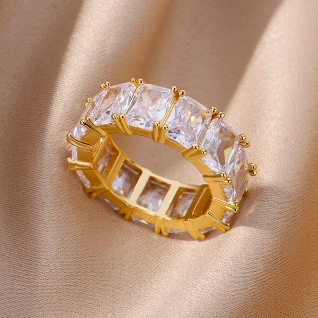 Thumbnail: Plated Rectangular  Diamond Ring