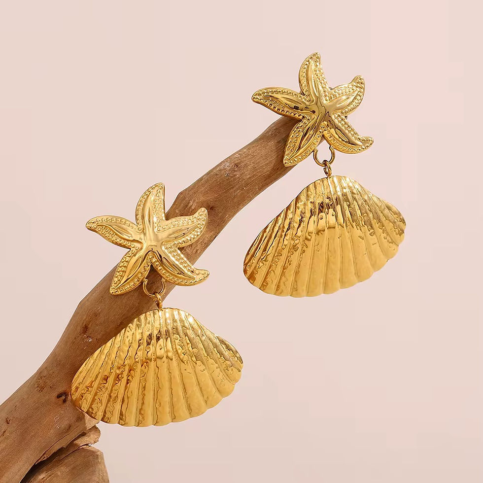 Thumbnail: Star Sea Shell Drop Earrings