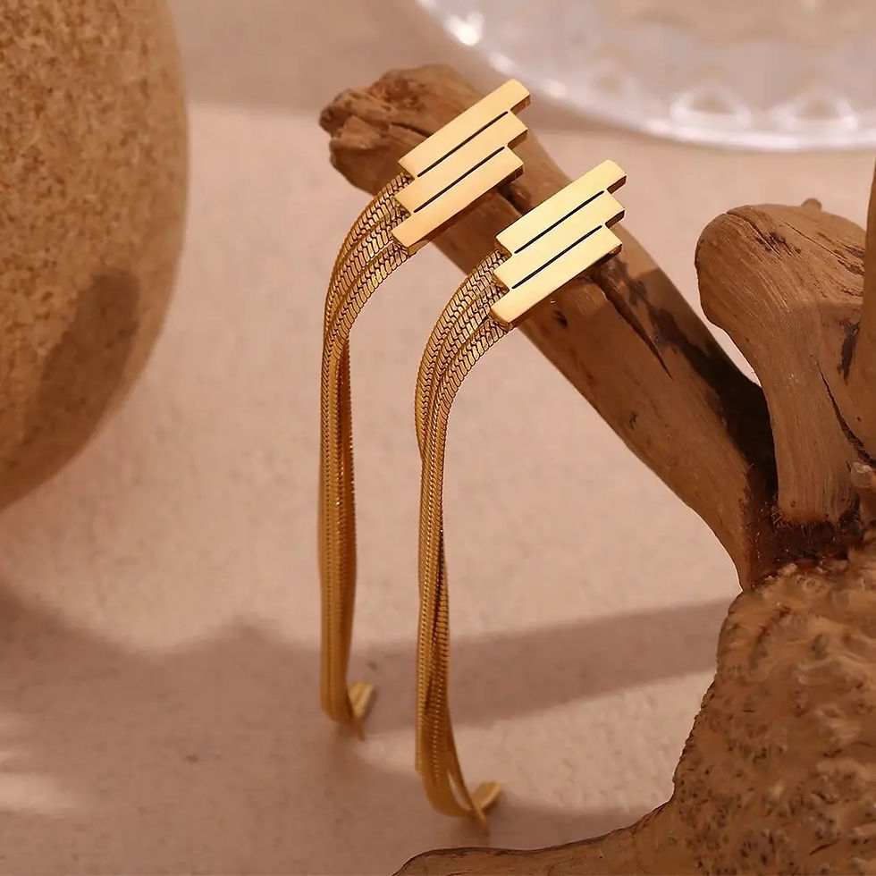 Thumbnail: Rectangular Tassle Earring