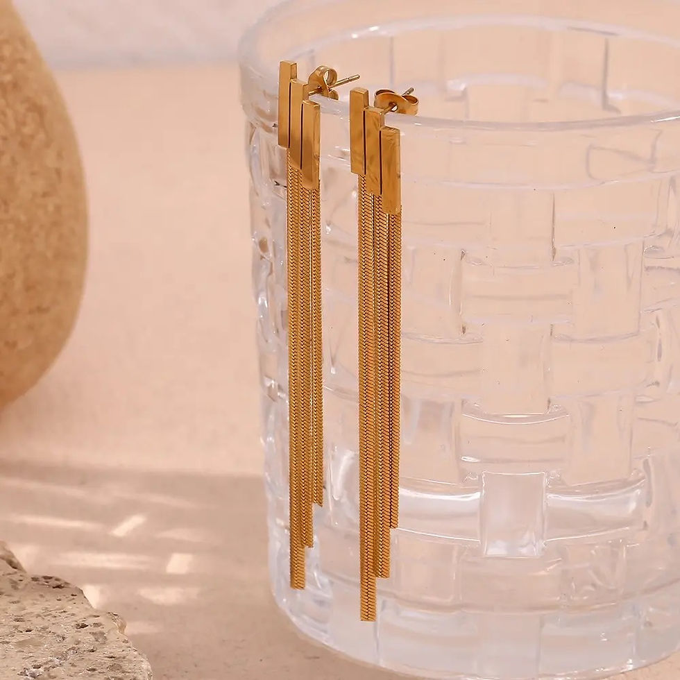 Thumbnail: Rectangular Tassle Earring