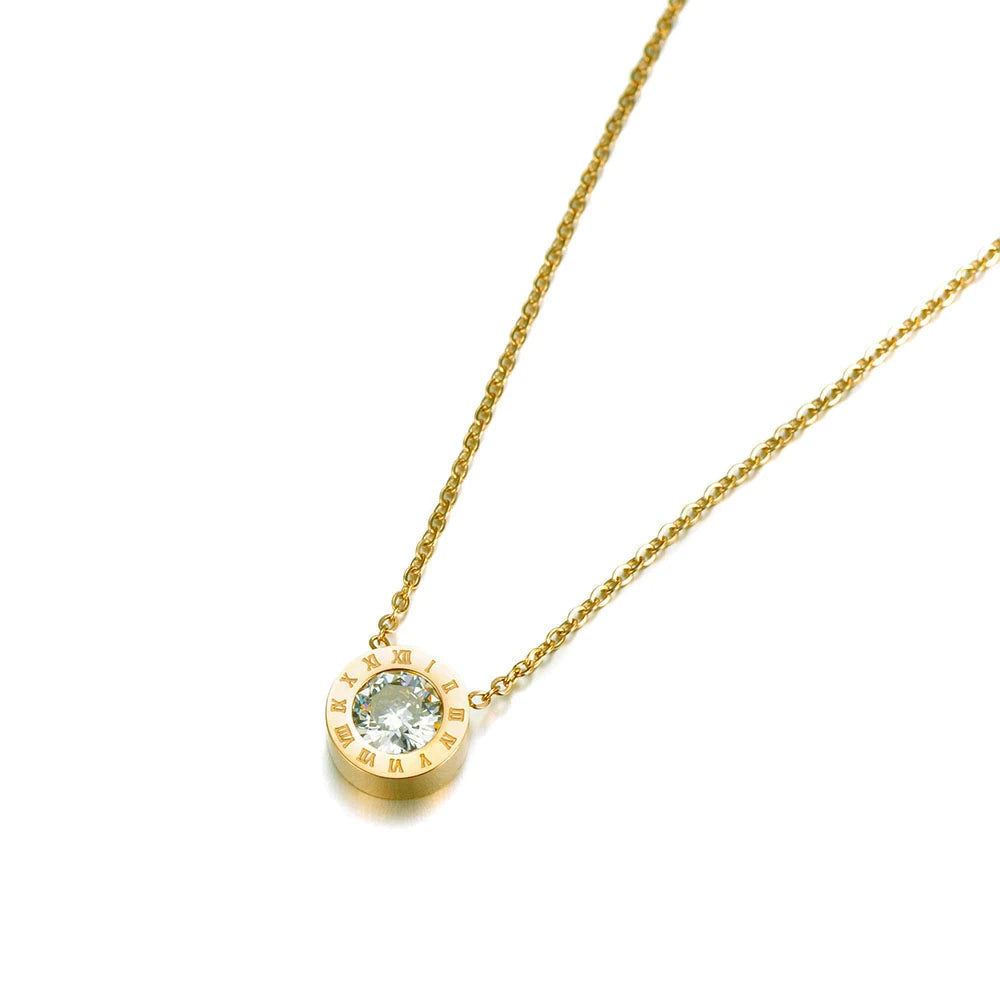 Stainless Steel Roman CZ Necklace
