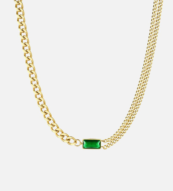 Thumbnail: Stainless Steel Emerald Necklace