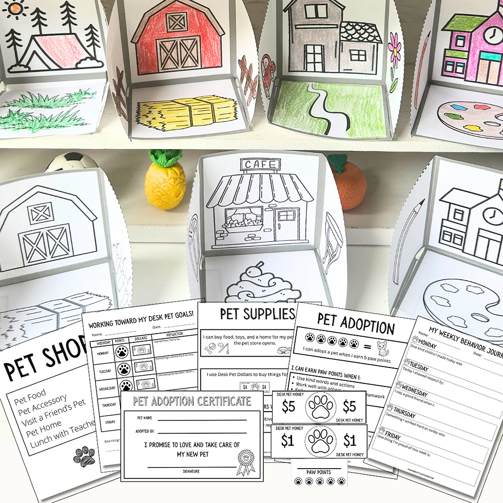 Desk Pet color your own habitats Behavior Management printables