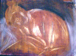 Crouching Nude-Pastel on paper