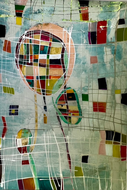 Outer Limits 2024 - 41 x 60 - Vere' Eglomise' w Reflective Elements, Aluminum Frame