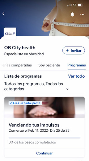 Programa venciendo tus impulsos contra la comida en OB City health desde la app movil