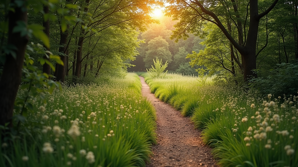 High angle view of a peaceful nature trail symbolizing a journey toward healing