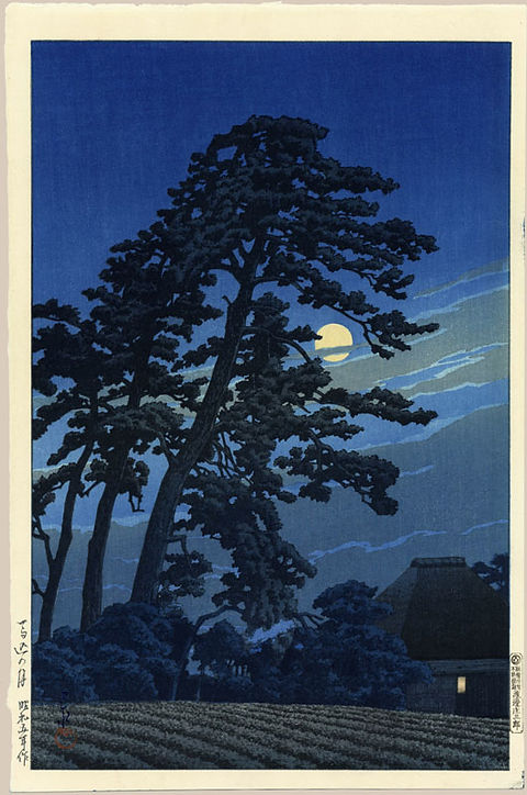 東京二十景・馬込の月」 昭和5年作（1930） 初摺り木版画 | 川瀬巴水