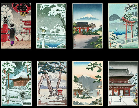 土屋光逸 小判木版画(8作セット)関東 | 川瀬巴水 木版画 販売店