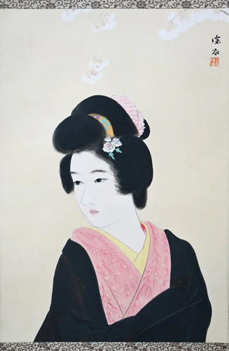 伊東深水「春」 肉筆水彩画 昭和5年頃作(1930年代) | 川瀬巴水