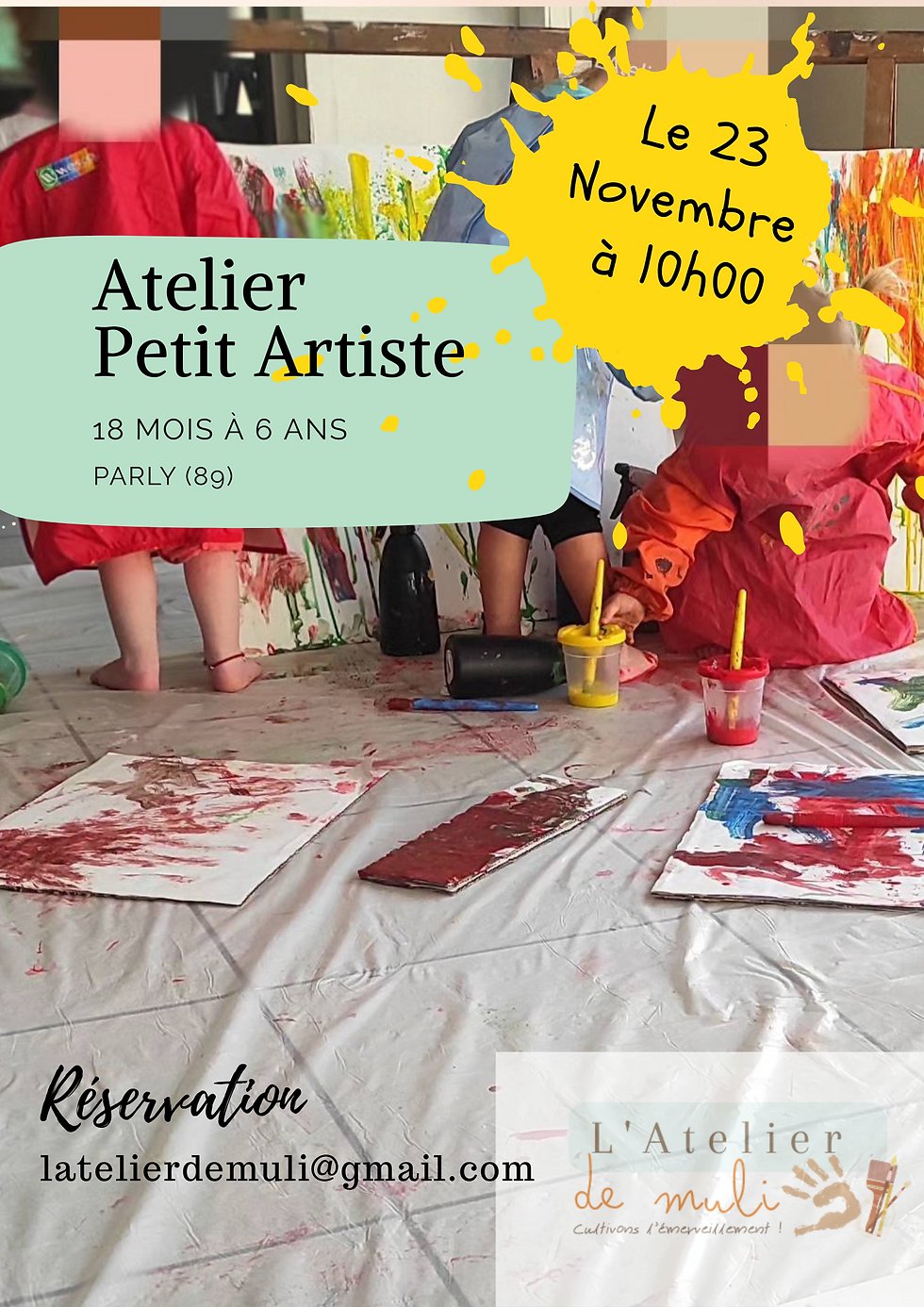 23 Novembre : Atelier Petit Artiste (18 mois à 6 ans)