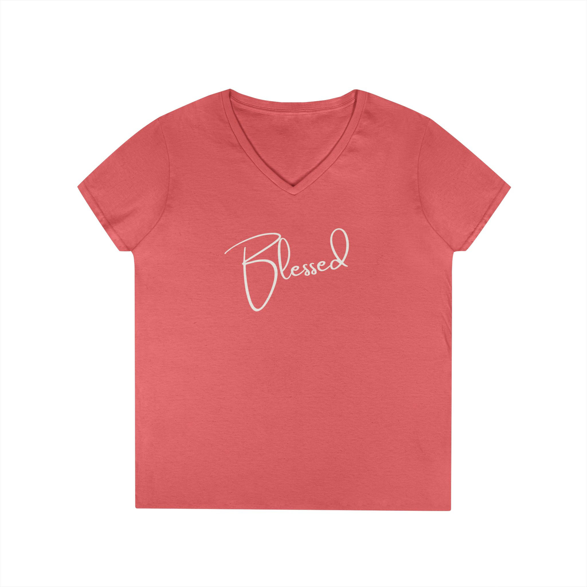 "Blessed" -- Women's V-Neck Semi-fitted/2-sided Tee