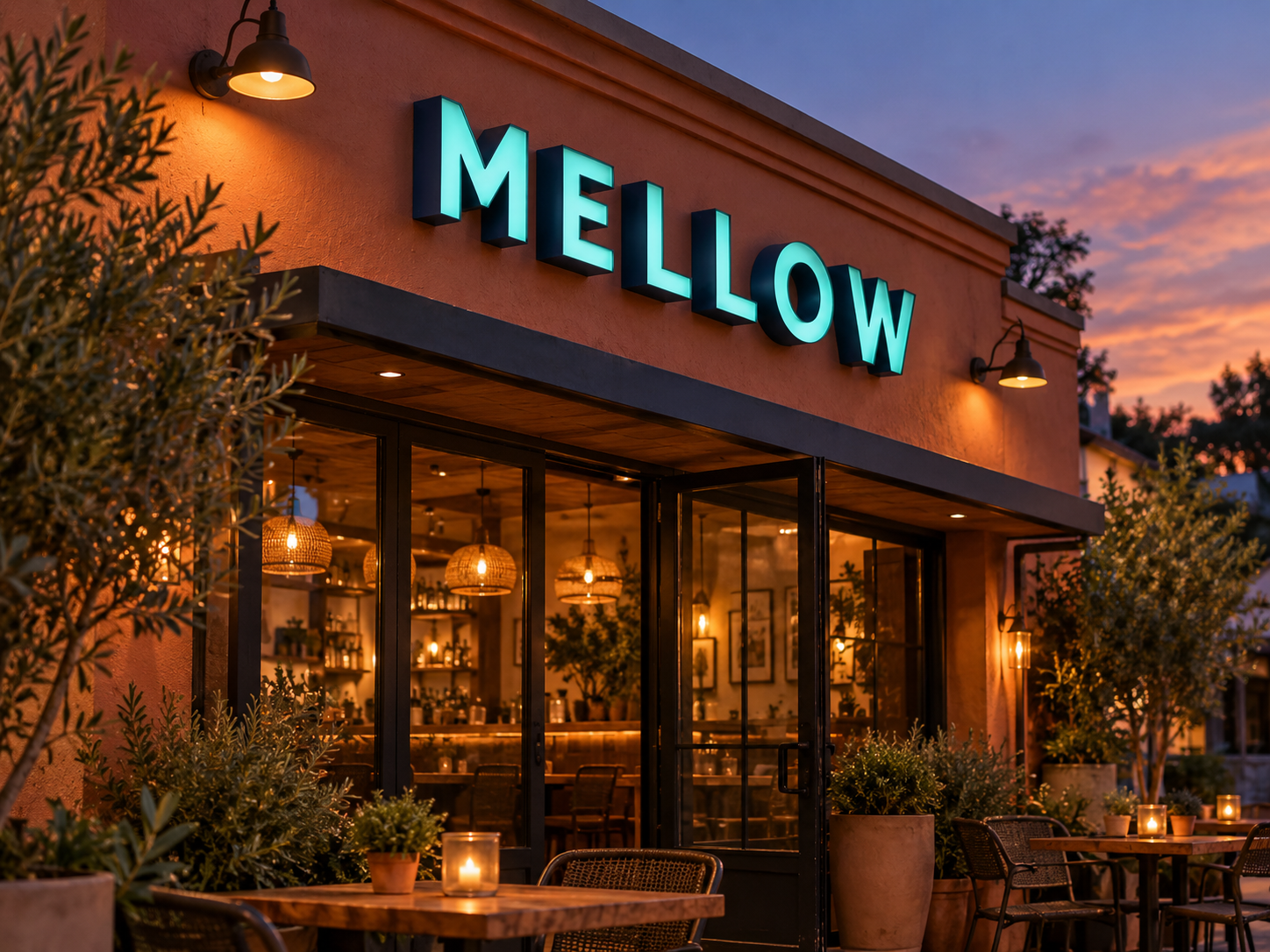 อักษรโลหะไฟออกหน้า · MELLOW