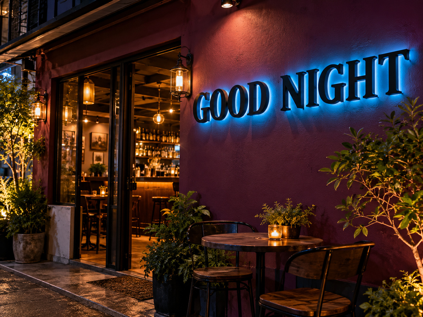 อักษรโลหะไฟออกหลัง · GOOD NIGHT