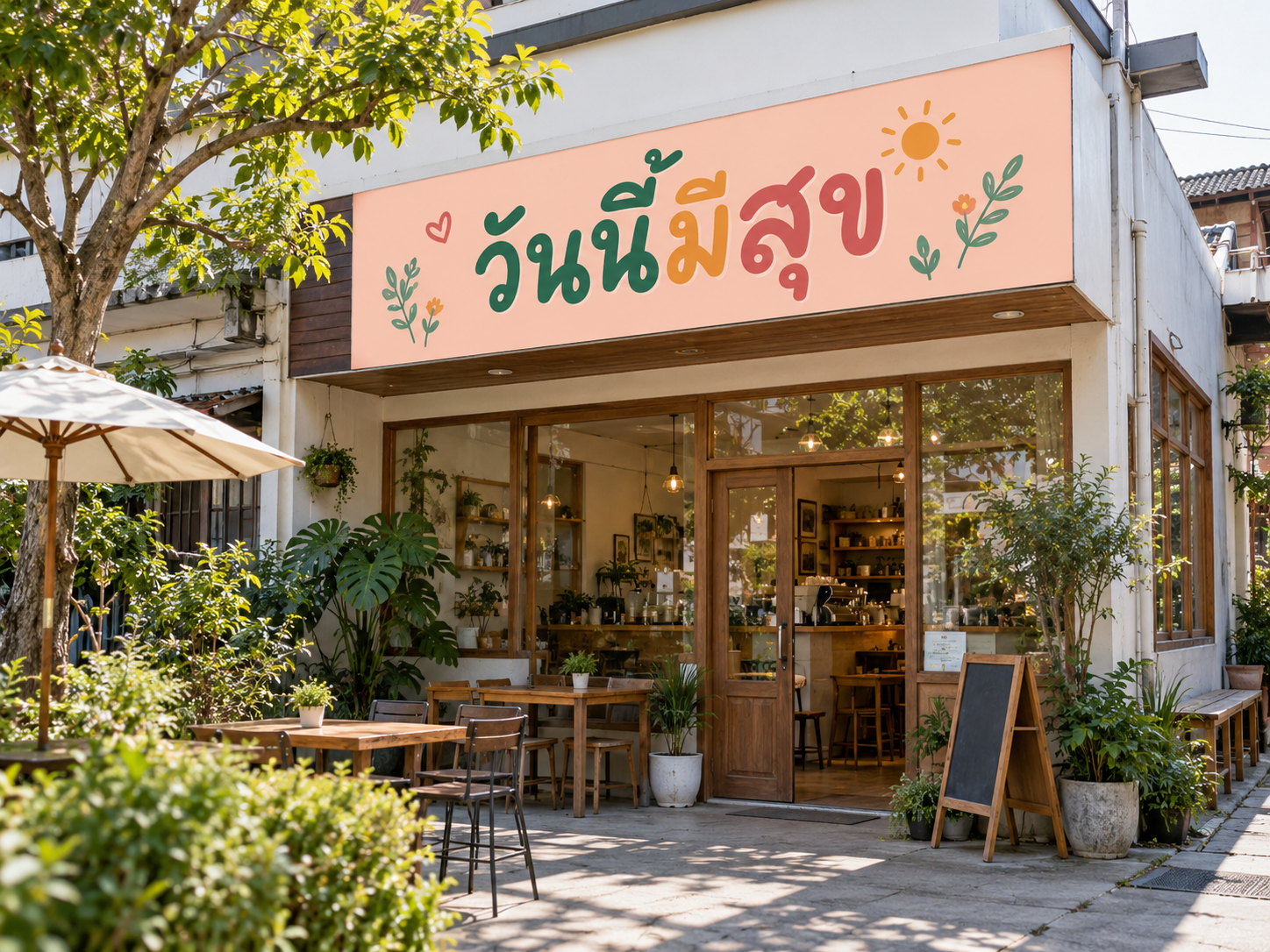 ป้ายหน้าร้าน / ป้ายทั่วไป · วันนี้มีสุข