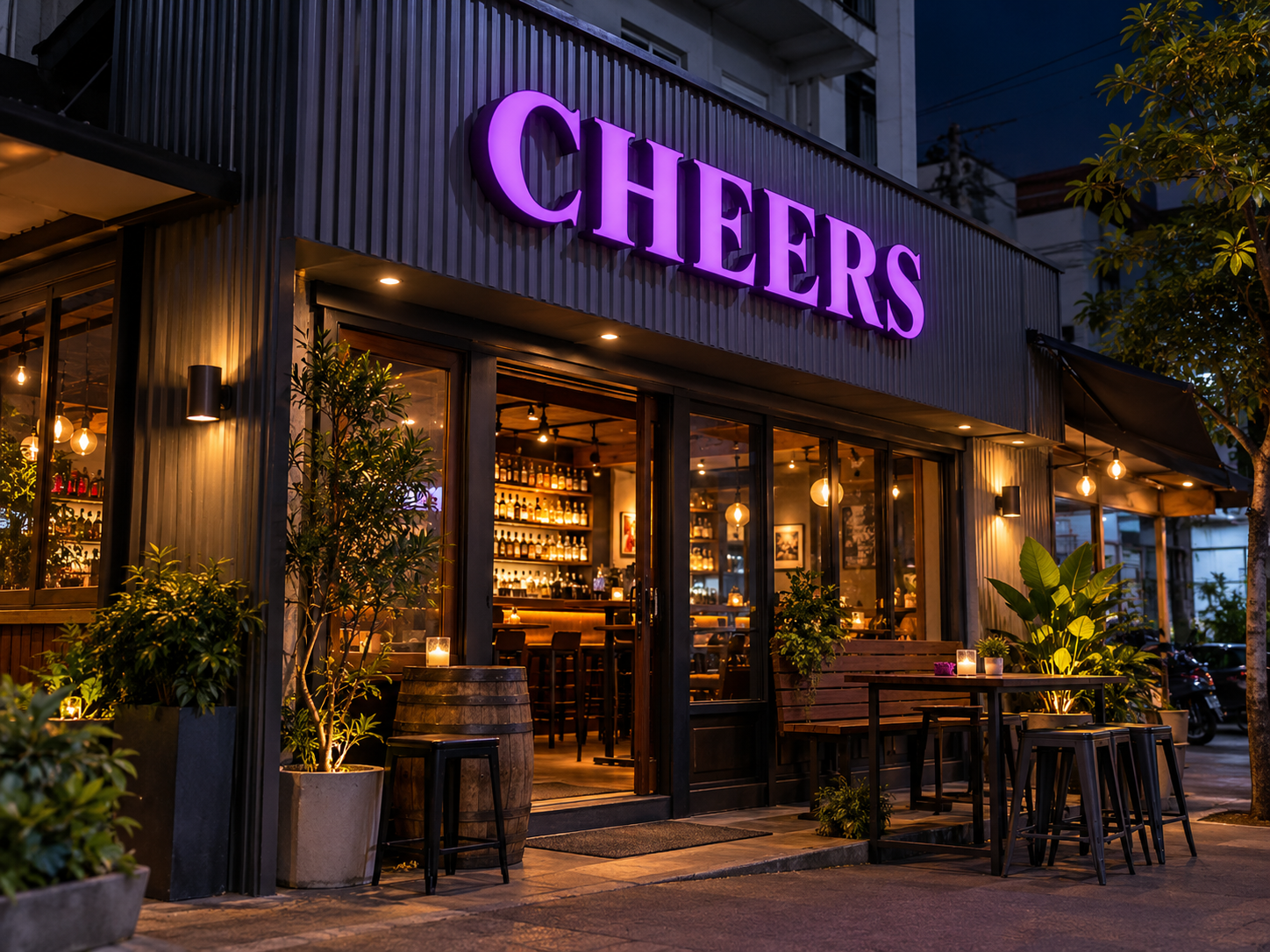 อักษรโลหะไฟออกหน้า · CHEERS