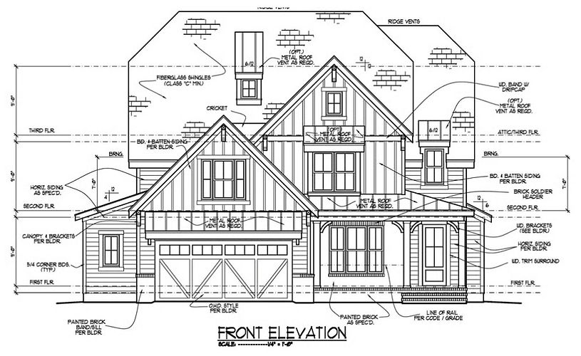 Front Elevation Sketch Cotton Farms Home